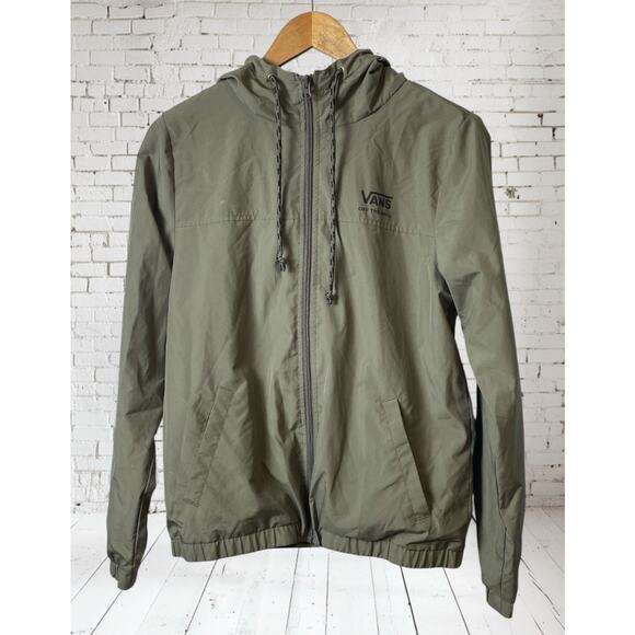 Vans Other - Vans Olive Green Checkered Sleeve Windbreaker Jacket Men's Size Small
